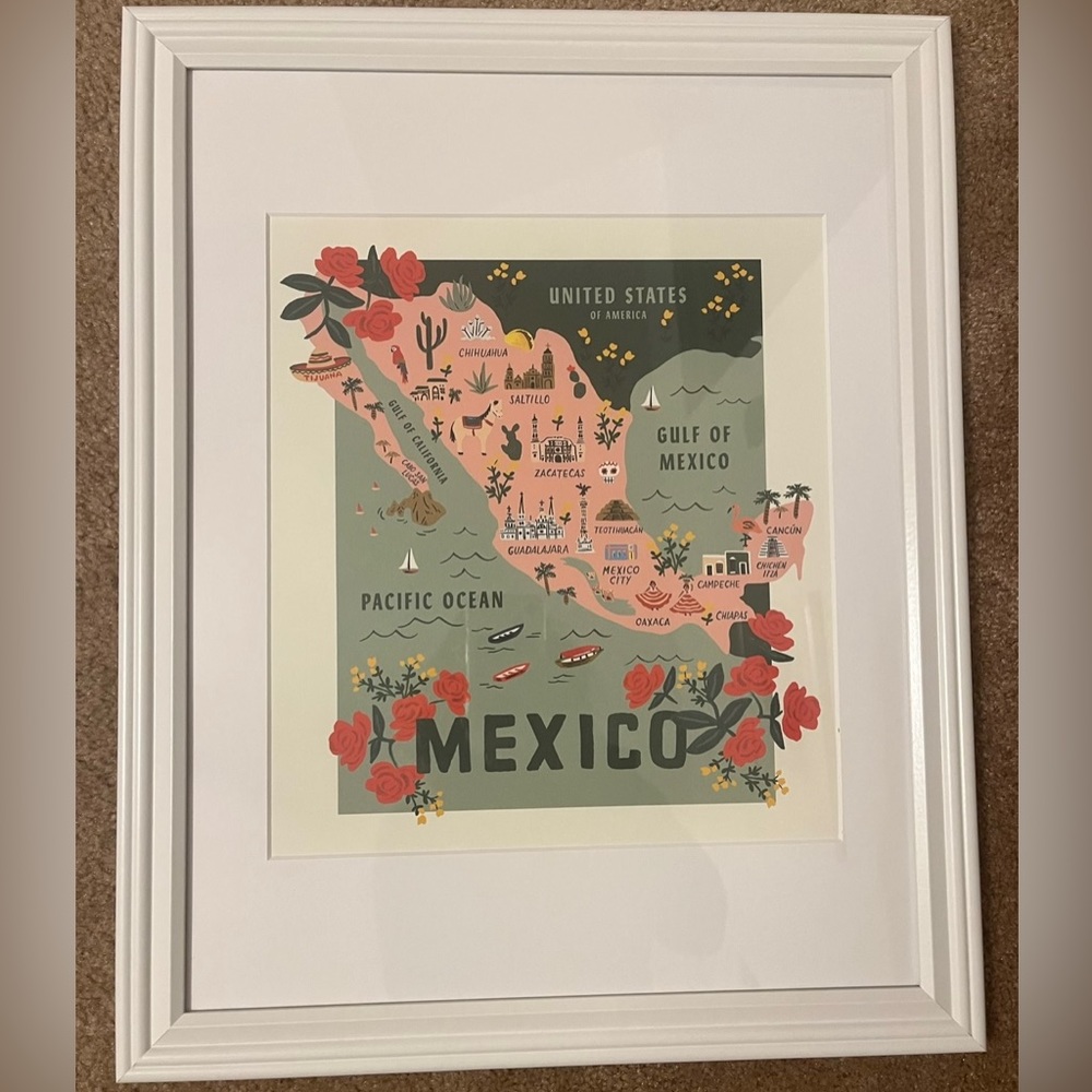 Rifle Paper Company World Traveler Framed Print- Mexico, 16x20